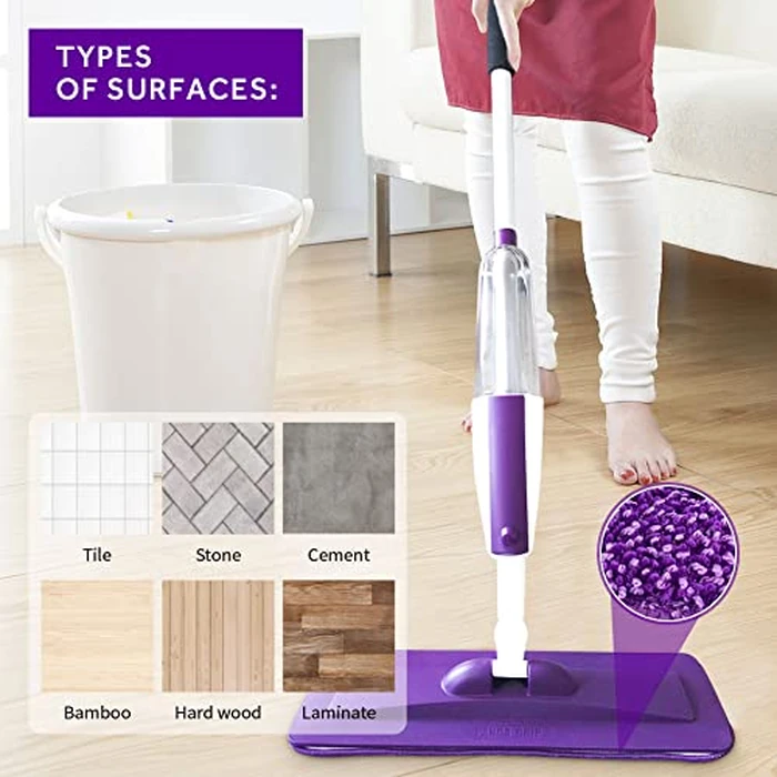 16.5 inch Mop Pads Refills, 3 Pack Microfiber Reusable Replacement Mop Pads Flat Replacements Heads for Wet Or Dry Floor Cleaning and Scrubbing, Purple Cloth by Panda Grip - Image 5