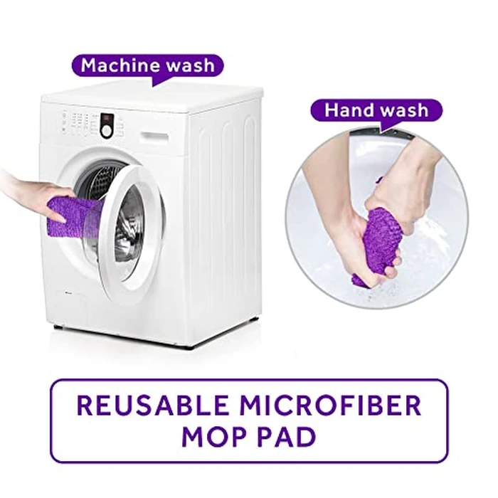 16.5 inch Mop Pads Refills, 3 Pack Microfiber Reusable Replacement Mop Pads Flat Replacements Heads for Wet Or Dry Floor Cleaning and Scrubbing, Purple Cloth by Panda Grip - Image 6