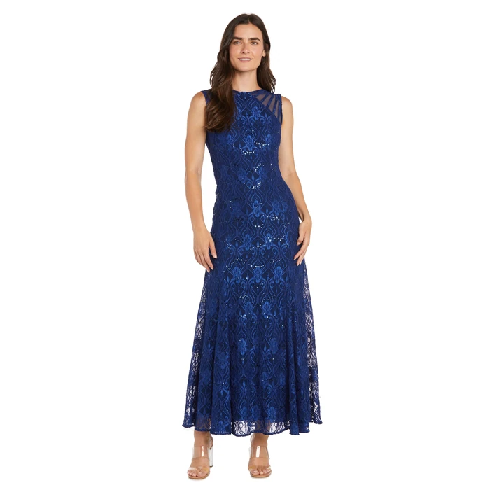R&M Richards Women's Sequin Lace Mermaid Gown W/Sheer Insets & Strappy Details - Evening Dress, Wedding Guest by R&M Richards - Image 1