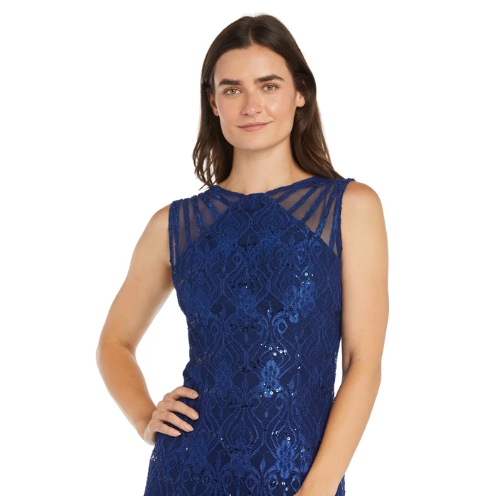 R&M Richards Women's Sequin Lace Mermaid Gown W/Sheer Insets & Strappy Details - Evening Dress, Wedding Guest by R&M Richards - Image 2