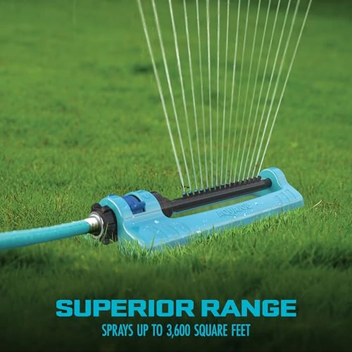 Aqua Joe Oscillating Sprinkler with Adjustable Spray, 16 Clog-Resistant Nozzles, Metal Base & 3600 Square Foot Coverage, Compatible with Garden Hoses by Aqua Joe - Image 3