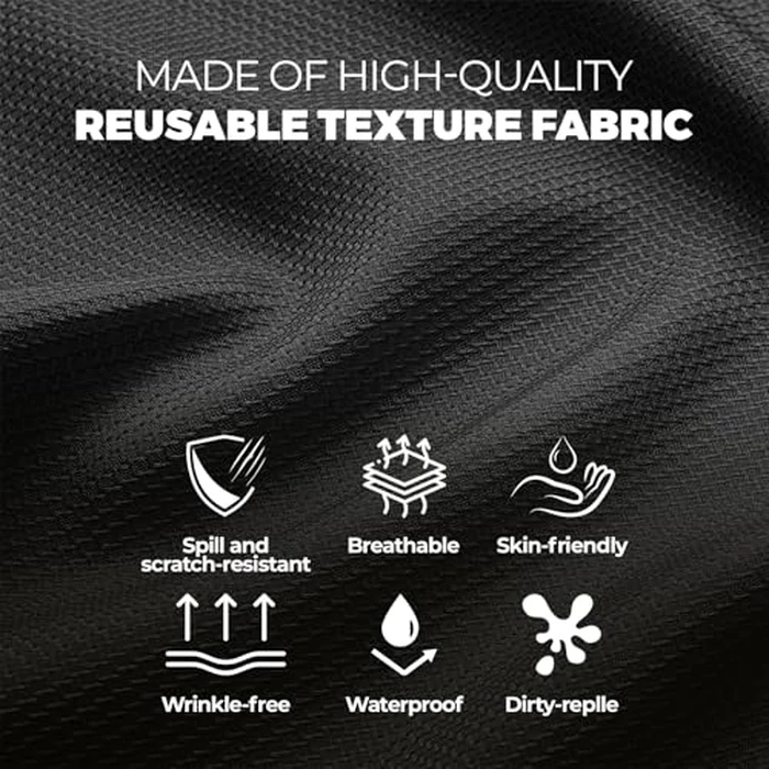 Decorelia Black Texuture Tablecloths Rectangular 60 x 144 Inch (12-14 Seats), Waterproof Stain Resistant Polyester Table Cloth Covers for Dining Kitchen Buffet Table, Camping Indoor Outdoor Party by Decorelia - Image 3
