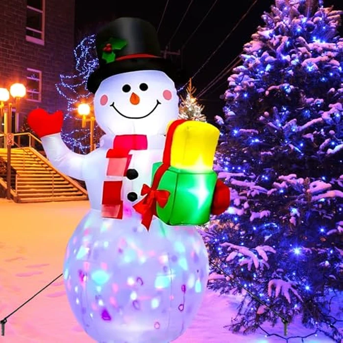 PIPIMOUSE 5FT Christmas Inflatables Snowman with Rotating Lights, Blow Up Snowman Outdoor Decoration LED Lighted Snow Man Christmas Decor for Yard Patio Garden Lawn Xmas Holiday Indoor Party by PIPIMOUSE - Used - Like New condition - US$17.18