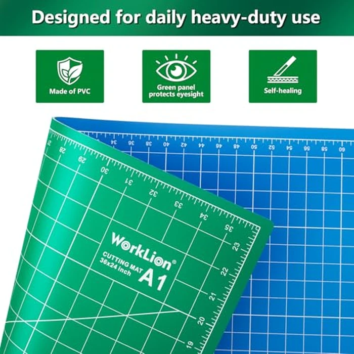 WORKLION 24" x 36" Large Self Healing PVC Cutting Mat, Double Sided, Gridded Rotary Cutting Board for Craft, Fabric, Quilting, Sewing, Scrapbooking - Art Project... by WORKLION - Image 2