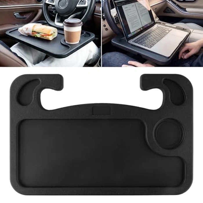 JUSTTOP Car Steering Wheel Desk for Laptop,Multipurpose Travel Car Accessories, Car Seat Stand Trays for Eating, Steering Wheel Overhead Table Console(Black) by JUSTTOP - Used - Very Good condition - US$7.12