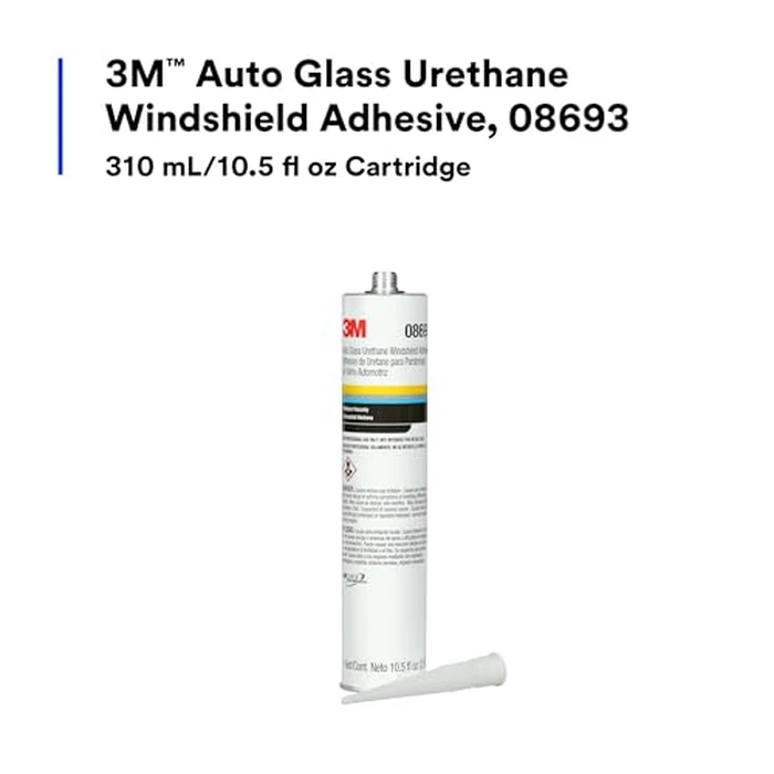 3M Auto Glass Urethane Windshield Adhesive, 08693, Medium Viscosity, High-Strength, Fast-Curing, 310 mL/10.5 fl oz Cartridge , Black by 3M - Image 2