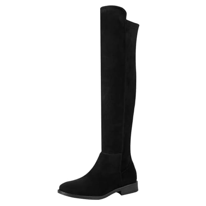 Shoe'N Tale Thigh High Over The Knee Boots for Women Flat Low Heel Fall Winter Stretch Suede Long Round Toe Boots(7,Black) by Shoe'N Tale - Used - Very Good condition