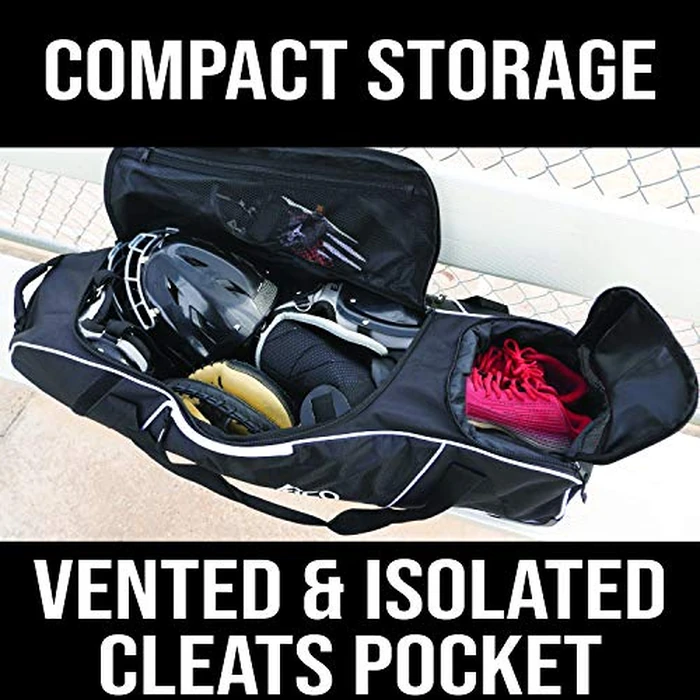 Athletico Rolling Baseball Bag - Wheeled Bat, TBall, & Softball Equipment for Youth, Kids, and Adults (Black) by Athletico - Image 2