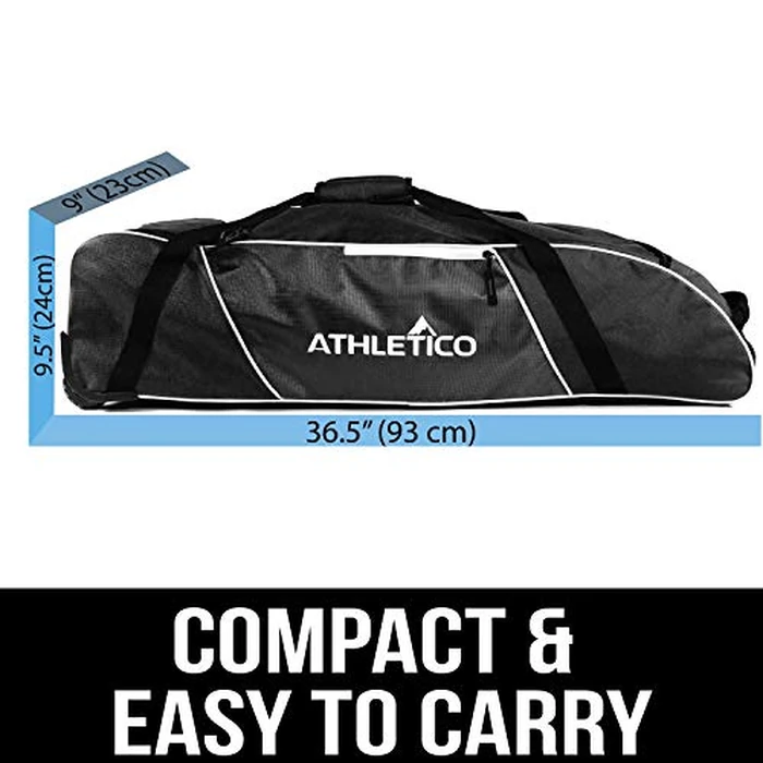 Athletico Rolling Baseball Bag - Wheeled Bat, TBall, & Softball Equipment for Youth, Kids, and Adults (Black) by Athletico - Image 7