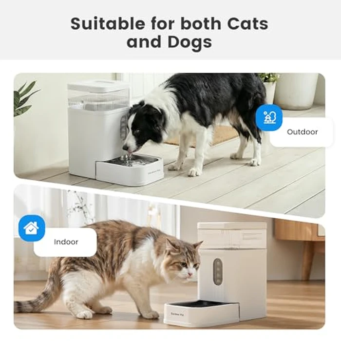 Gardner Pet 2.2 Gallon Automatic Dog Water Bowl Dispenser 8.5L Gravity Water Feeder with Stainless Steel Bowl & Maifan Stone Filter, BPA-Free for for Cats and Dogs (White, 2.2 Gallon) by Gardner Pet - Image 6