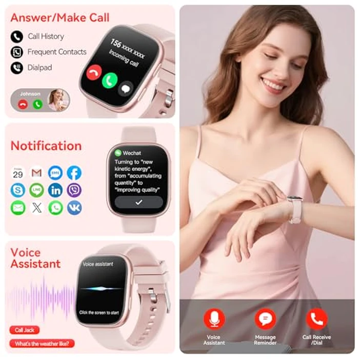 Smart Watch for Women Men,1.83" HD Smart Watch with Heart Rate/SpO2/Sleep Monitor,2025 Fitness Watch with Bluetooth Call,120+ Sport Modes Activity Tracker Smartwatch for Android iOS Waterproof by Mingtawn - Image 4