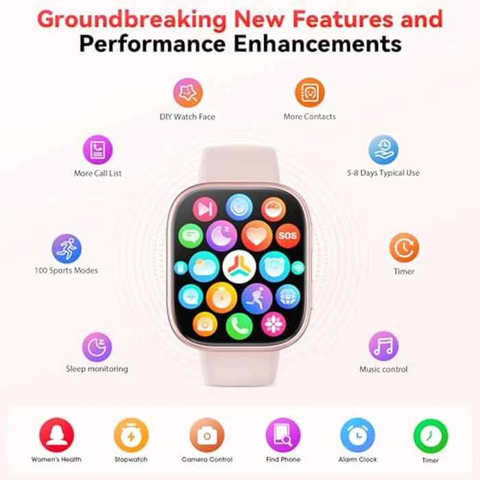 Smart Watch for Women Men,1.83" HD Smart Watch with Heart Rate/SpO2/Sleep Monitor,2025 Fitness Watch with Bluetooth Call,120+ Sport Modes Activity Tracker Smartwatch for Android iOS Waterproof by Mingtawn - Image 6