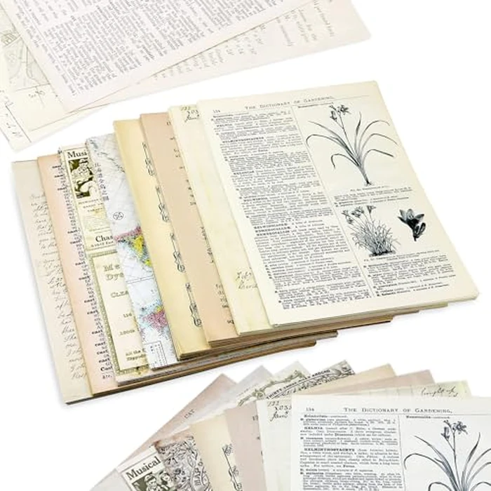 BILLIOTEAM Junk Journal Pages Vintage Handmade Scrapbook Sheets, Including Magazine, Newspaper, Sheet Music and Kraft for Scrapbooking Decoupage Background DIY Craft Decoration 240PCS by BILLIOTEAM - Used - Like New condition