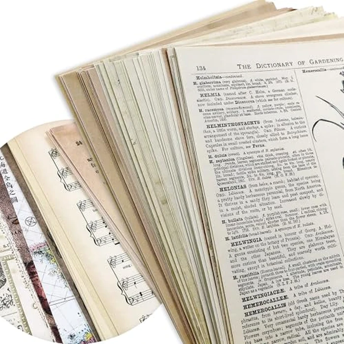 BILLIOTEAM Junk Journal Pages Vintage Handmade Scrapbook Sheets, Including Magazine, Newspaper, Sheet Music and Kraft for Scrapbooking Decoupage Background DIY Craft Decoration 240PCS by BILLIOTEAM - Image 4