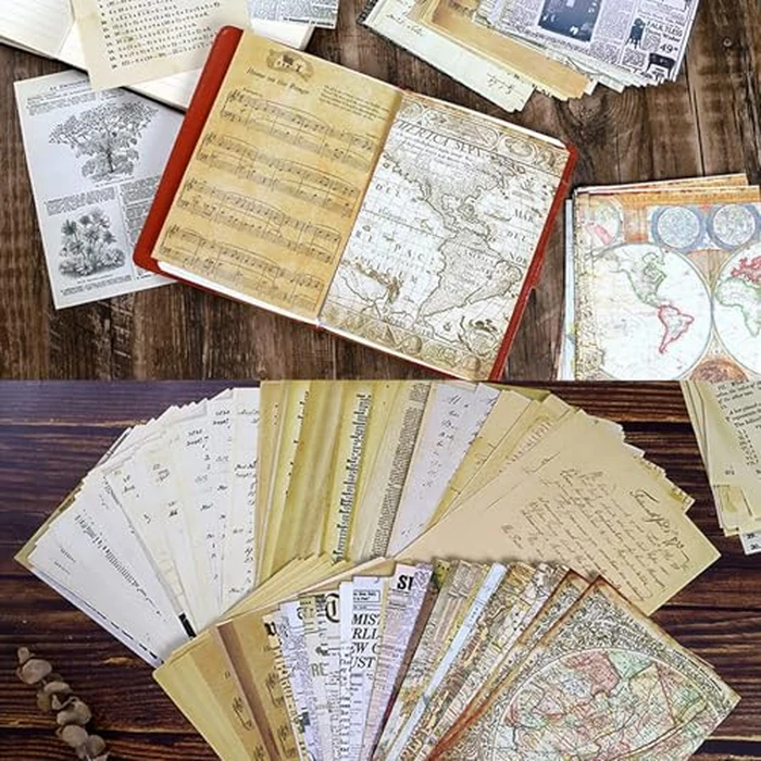 BILLIOTEAM Junk Journal Pages Vintage Handmade Scrapbook Sheets, Including Magazine, Newspaper, Sheet Music and Kraft for Scrapbooking Decoupage Background DIY Craft Decoration 240PCS by BILLIOTEAM - Image 6