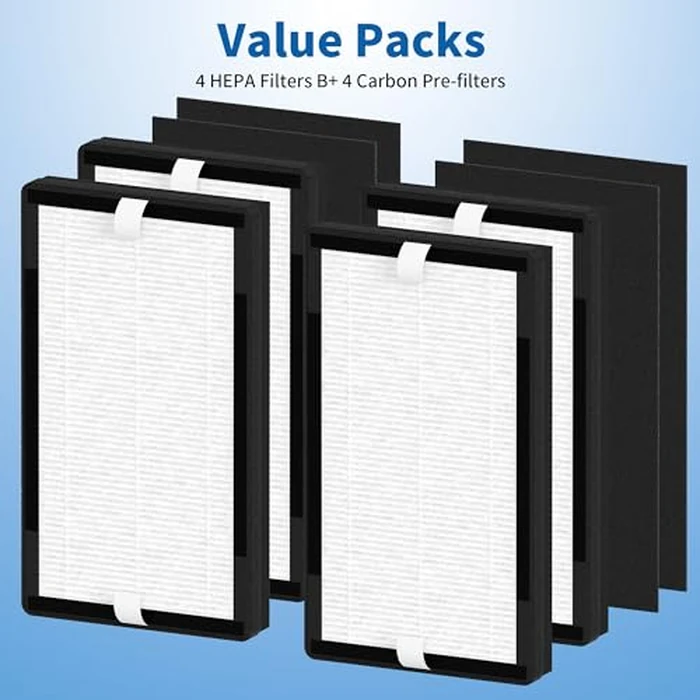 4 Packs IAF-H-100C Replacment Filter C Compatible with Idylis IAP-10-200, IAP-10-280 Air Cleaner Purifier with 4 Extra Activated Carbon Pre-Filters by FCFMY - Image 3