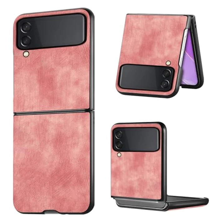 Asuwish Phone Case for Samsung Galaxy Z Flip 3 5G 2021 Cover Thin Slim Shockproof Hard PC Shell Rugged Protective Cell Accessories ZFlip3 Z3 Flip3 3Z Women Girls Men Pink by Asuwish - Image 2