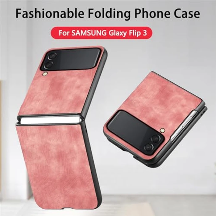 Asuwish Phone Case for Samsung Galaxy Z Flip 3 5G 2021 Cover Thin Slim Shockproof Hard PC Shell Rugged Protective Cell Accessories ZFlip3 Z3 Flip3 3Z Women Girls Men Pink by Asuwish - Image 3