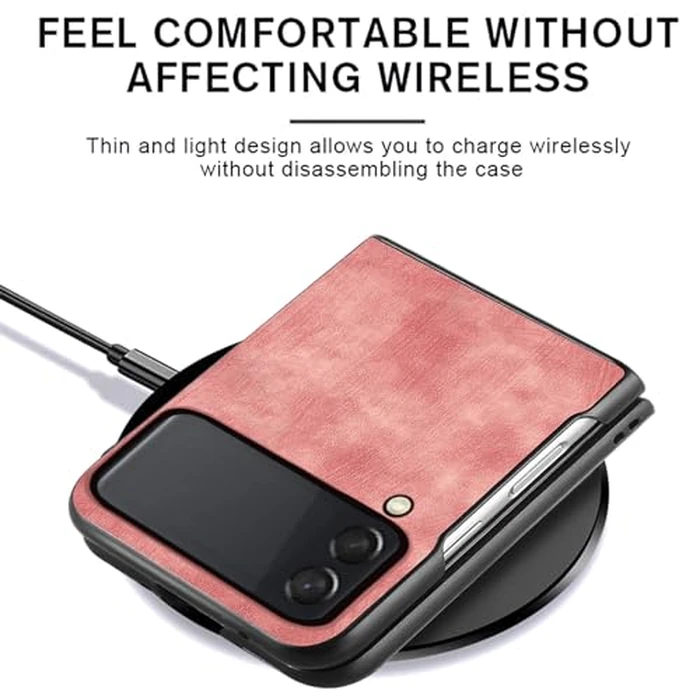 Asuwish Phone Case for Samsung Galaxy Z Flip 3 5G 2021 Cover Thin Slim Shockproof Hard PC Shell Rugged Protective Cell Accessories ZFlip3 Z3 Flip3 3Z Women Girls Men Pink by Asuwish - Image 4