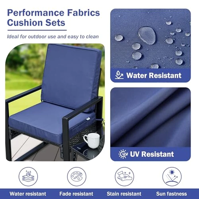 IPYNBAP Outdoor Cushions, Outdoor Chair Cushions 24x24x4 Inch, Cushions for Outdoor Furniture with Removable Cover, Waterproof & Fade Resistant Outdoor Seat Cushions for Patio, Lawn, Navy Blue by IPYNBAP - Image 4