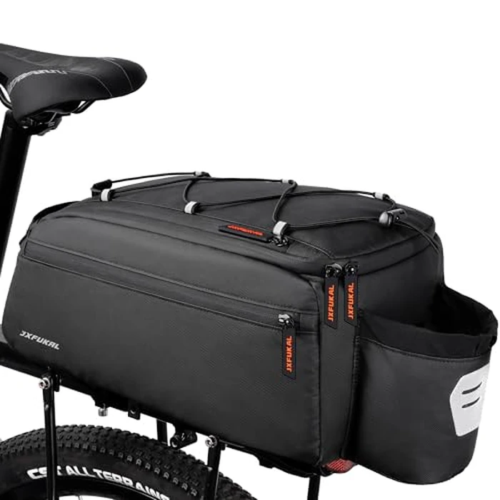 JXFUKAL Bike Bags for Bicycle Rear rack, 13L Supportive Bike Rack Bag Built-in Rigid side & Base Panel, Waterproof Reflective Ebike Trunk Pannier Saddle Seat Bag Carrier for Commuter Travel Outdoor by JXFUKAL - Used - Very Good condition - US$28.21