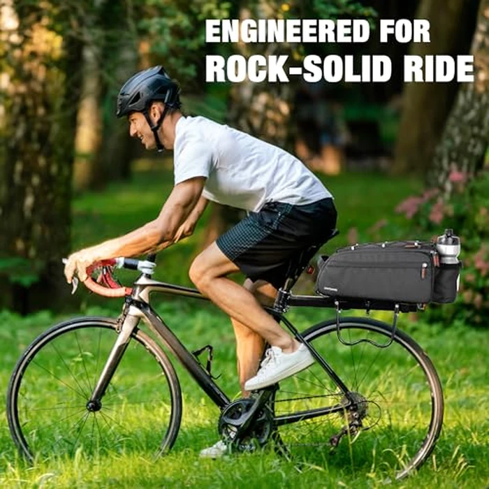 JXFUKAL Bike Bags for Bicycle Rear rack, 13L Supportive Bike Rack Bag Built-in Rigid side & Base Panel, Waterproof Reflective Ebike Trunk Pannier Saddle Seat Bag Carrier for Commuter Travel Outdoor by JXFUKAL - Image 7