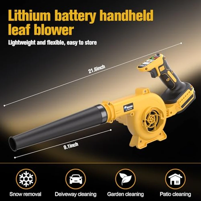 20V Cordless Leaf Blower - 4-Speed Electric Blower, Lightweight for Quick Yard Cleanup, Patio, Driveway & Dust Removal - Complete Lawn Care Blower Kit(Only Tool,Yellow) by ENON - Image 8