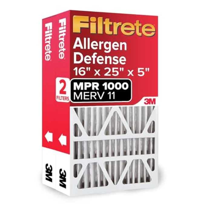 Filtrete 16x25x5 AC Furnace Air Filter, MPR 1000, MERV 11, Fits Lennox Devices, Allergen Defense, Electrostatic Air Cleaning Filter, 2-Pack (actual size 15.63 x 24.74 x 4.31) by Filtrete - Used - Good condition - CA$63.09