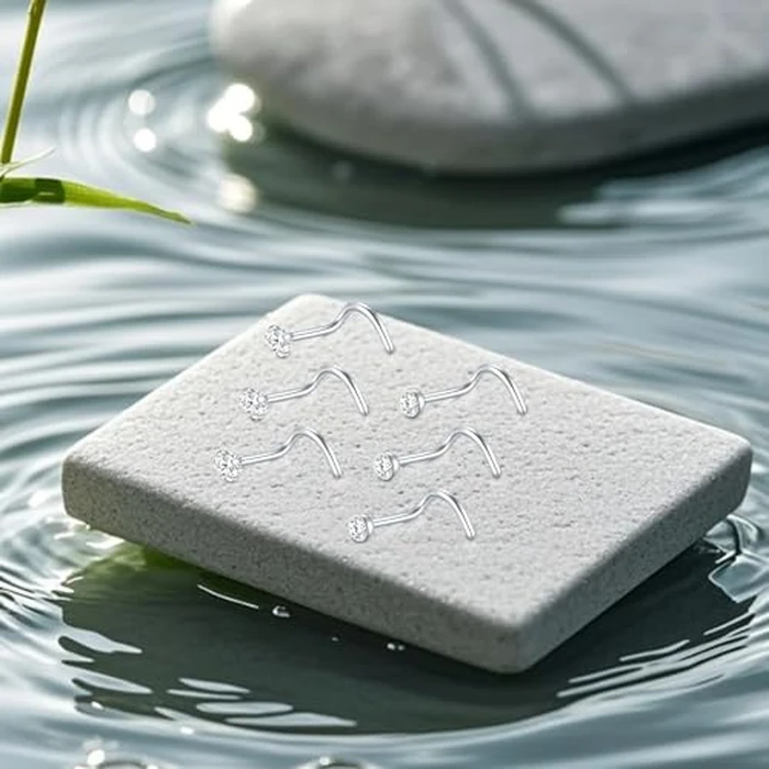 D.Bella Nose Rings 10Pcs 18G Nose Screw Rings Studs Surgical Steel Piercing Jewelry 2mm Clear CZ Silver by D.Bella - Image 6