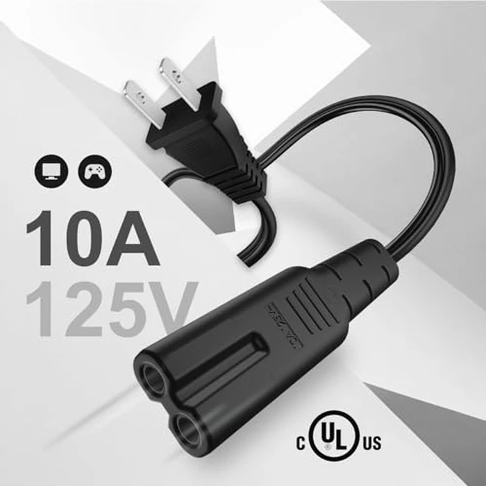 TNP 2 Prong Power Cord NEMA 1-15P to IEC320 C7 Power Cable Replacement for PS5 & PS4, Power Cord for Xbox Series S/X, Xbox One S/X, Printers, Soundbar LG, Samsung, TCL, Apple TV, 10 Ft, Black by TNP Products - Image 3