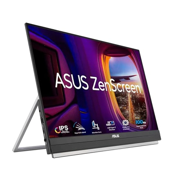 ASUS ZenScreen 22” (21.5 viewable) 1080P Portable Monitor (MB229CF) - Full HD, IPS, 100Hz, USB-C PD 60W, Speakers, Carrying Handle, Kickstand, C-clamp Arm, Partition Hook, Subwoofer, 3 yr Warranty by ASUS - Used - Like New condition - US$227.58