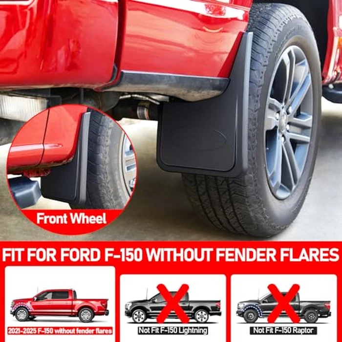 XWQZ 4PCS Mud Flaps Compatible with Ford F150 2025 Accessories,Full Set Front and Rear Tire Mud Flaps for F150 Splash Guards Exterior Accessories 2021 2022 2023 2024,All Weather No Drilling Required by XWQZ - Image 2