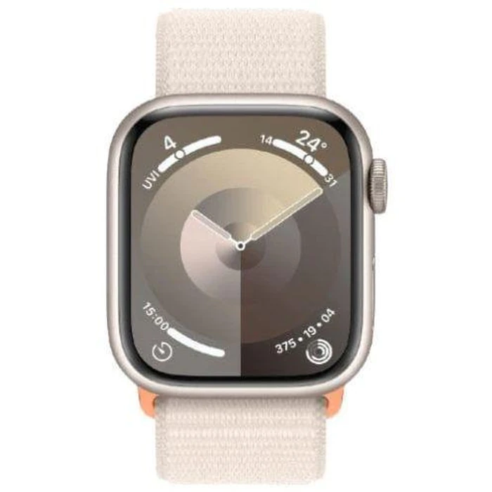 Apple Watch Series 9 (Cellular + GPS) - 64GB - 45mm - Starlight Aluminum Case with Starlight Rubber Sport Loop - Small/Medium Size by Apple - Refurbished - Excellent condition - US$223.44