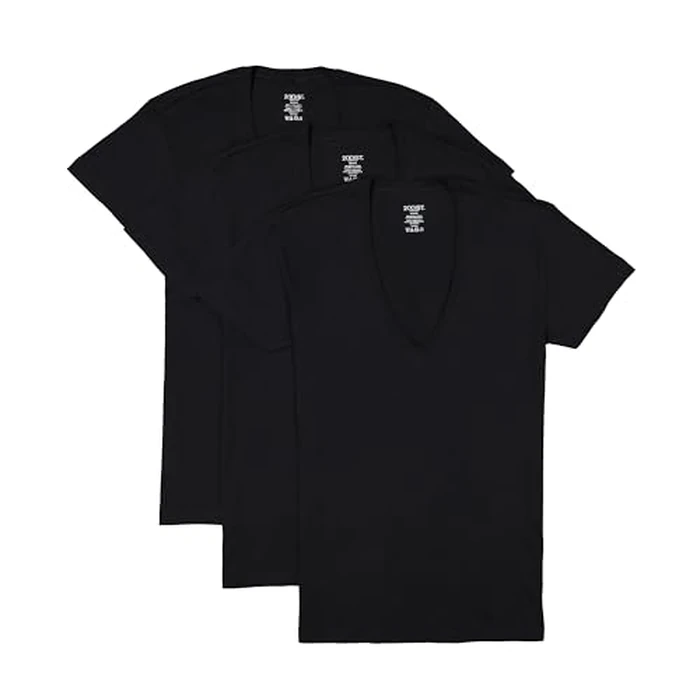 2(X)IST Men's Essential Cotton Slim Fit Deep V-Neck T-Shirt 3-Pack New Black by 2(X)IST - Used - Like New condition