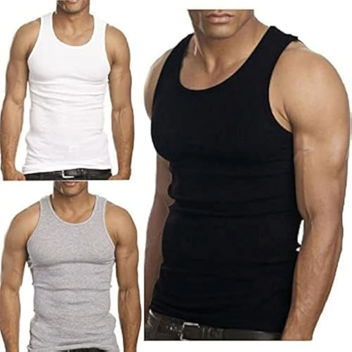 Goyoma 3 Packs Mens 100% Cotton Tank Top White/Black Wife Beater A-Shirt Undershirt (L, Mix) by Goyoma - Used - Like New condition - US$14.80