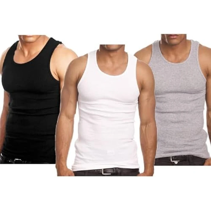 Goyoma 3 Packs Mens 100% Cotton Tank Top White/Black Wife Beater A-Shirt Undershirt (L, Mix) by Goyoma - Image 3