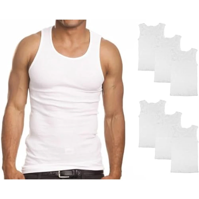 Goyoma 3 Packs Mens 100% Cotton Tank Top White/Black Wife Beater A-Shirt Undershirt (L, Mix) by Goyoma - Image 4
