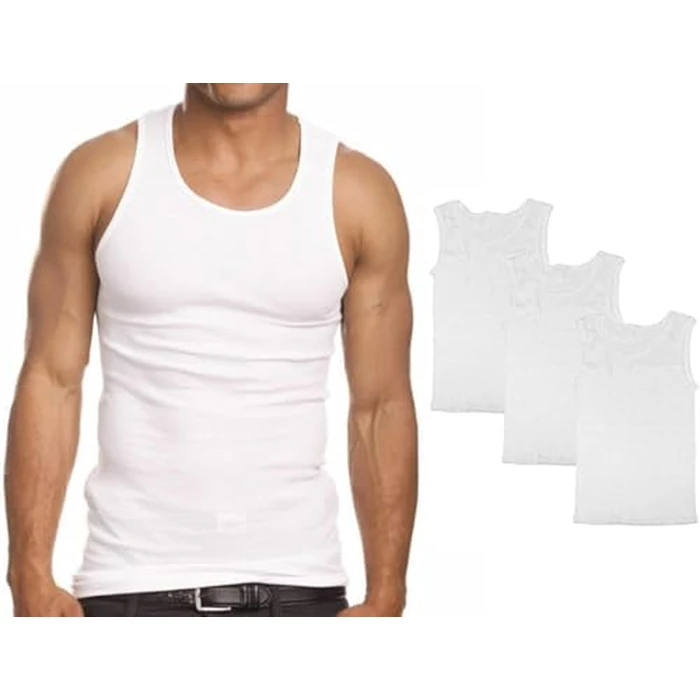 Goyoma 3 Packs Mens 100% Cotton Tank Top White/Black Wife Beater A-Shirt Undershirt (L, Mix) by Goyoma - Image 5
