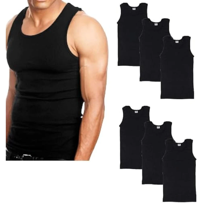 Goyoma 3 Packs Mens 100% Cotton Tank Top White/Black Wife Beater A-Shirt Undershirt (L, Mix) by Goyoma - Image 7