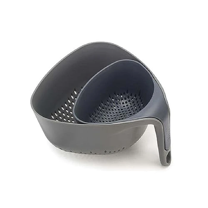 Joseph Joseph Nest Colanders Stackable Set with Easy-Pour Corners and Vertical Handle, 2-Piece, Gray by Joseph Joseph - Image 1