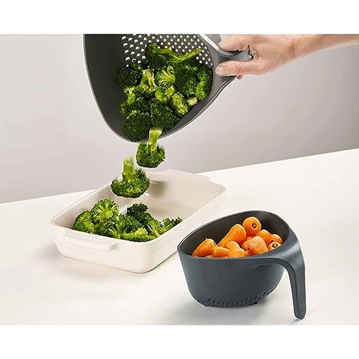 Joseph Joseph Nest Colanders Stackable Set with Easy-Pour Corners and Vertical Handle, 2-Piece, Gray by Joseph Joseph - Image 3