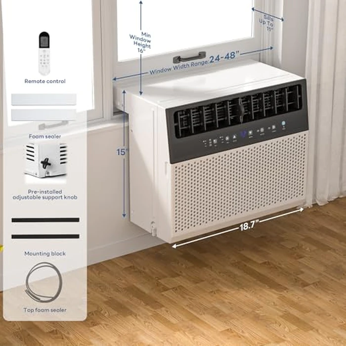 ZAFRO 12000 BTU U Shaped Window Air Conditioner Cools up to 550 Sq Ft, 6-in-1 Window AC Units with Cool, Fan and Dehumidifier Modes, Saddle Air Conditioner with Energy Efficient, Low Noise, White by ZAFRO - Image 2