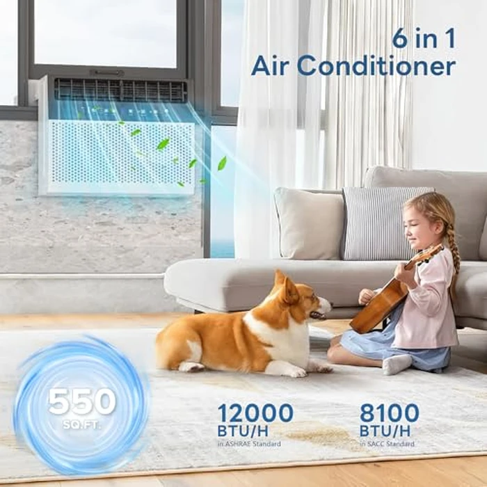 ZAFRO 12000 BTU U Shaped Window Air Conditioner Cools up to 550 Sq Ft, 6-in-1 Window AC Units with Cool, Fan and Dehumidifier Modes, Saddle Air Conditioner with Energy Efficient, Low Noise, White by ZAFRO - Image 3
