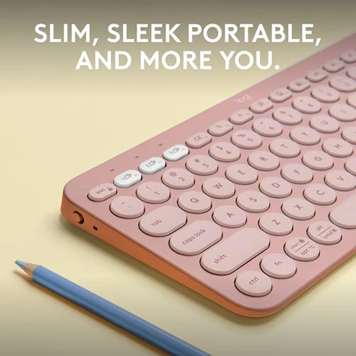 Logitech Pebble Keys 2 K380s, Multi-Device Bluetooth Wireless Keyboard with Customizable Shortcuts, Slim and Portable, Easy-Switch for Windows, macOS, iPadOS, Android, Chrome OS - Tonal Rose by Logitech - Image 2