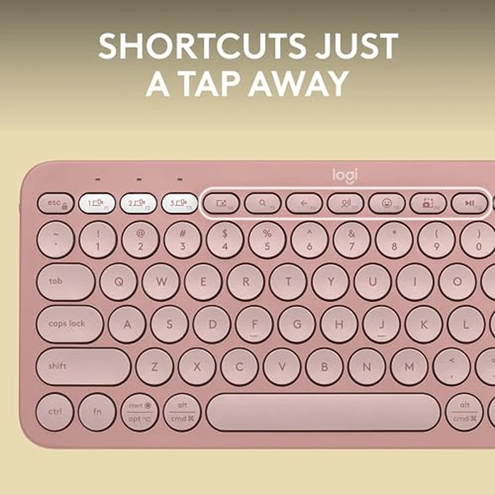 Logitech Pebble Keys 2 K380s, Multi-Device Bluetooth Wireless Keyboard with Customizable Shortcuts, Slim and Portable, Easy-Switch for Windows, macOS, iPadOS, Android, Chrome OS - Tonal Rose by Logitech - Image 4
