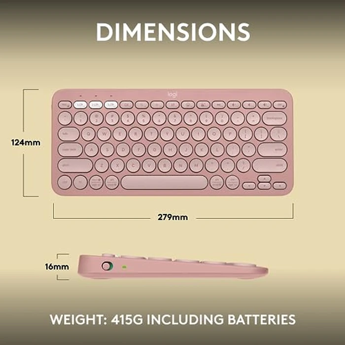 Logitech Pebble Keys 2 K380s, Multi-Device Bluetooth Wireless Keyboard with Customizable Shortcuts, Slim and Portable, Easy-Switch for Windows, macOS, iPadOS, Android, Chrome OS - Tonal Rose by Logitech - Image 9