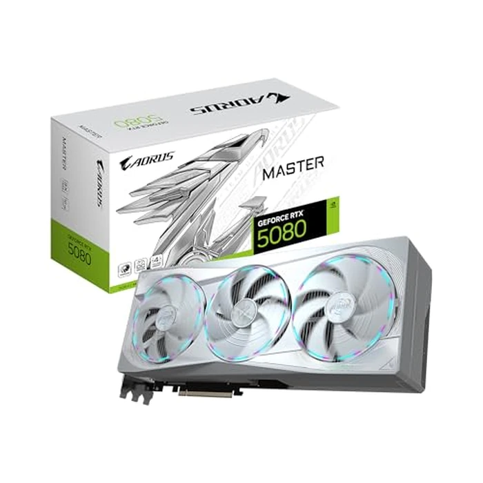 GIGABYTE AORUS GeForce RTX 5080 Master ICE 16G Graphics Card, WINDFORCE Cooling System, 16GB 256-bit GDDR7, GV-N5080AORUSM ICE-16GD Video Card by GIGABYTE - Image 1