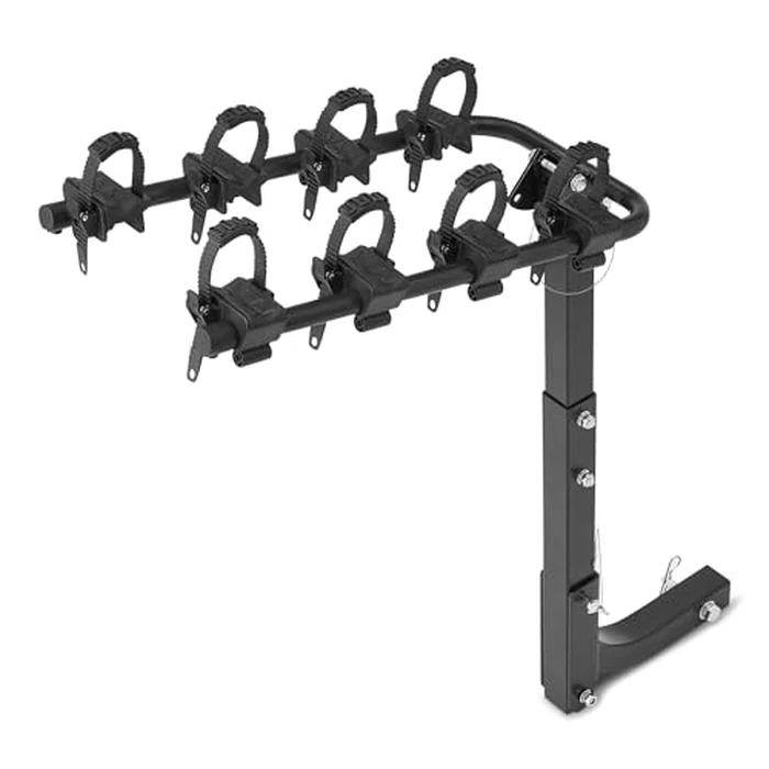 Amazon Basics 4-Bike Hitch Rack with 2" Hitch for Car, SUV and Truck, Heavy-Duty Steel Frame, Foldable, Anti-Rattle Stability, 132-Pound Capacity by Amazon Basics - Used - Like New condition