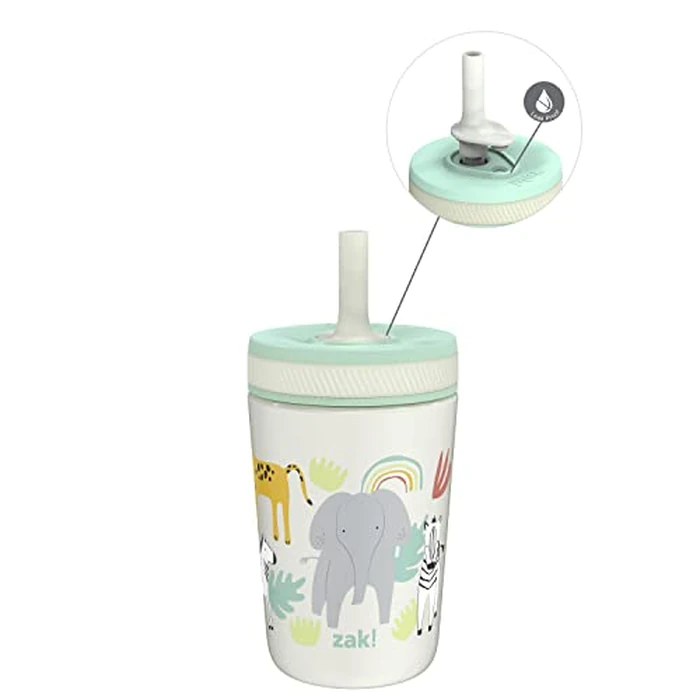 Zak Designs Kelso Toddler Cups for Travel or at Home, 12oz Vacuum Insulated Stainless Steel Sippy Cup with Leak-Proof Design is Perfect for Kids (Safari) by Zak Designs - Used - Like New condition