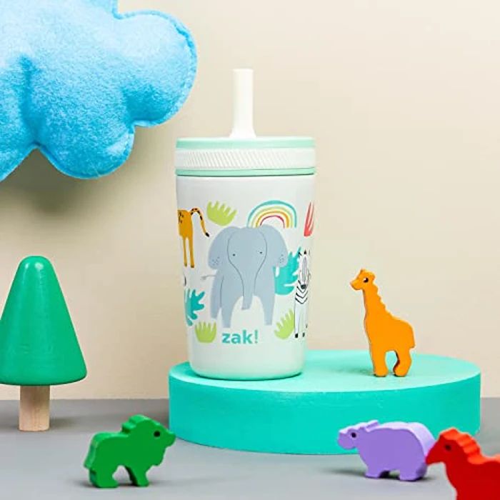 Zak Designs Kelso Toddler Cups for Travel or at Home, 12oz Vacuum Insulated Stainless Steel Sippy Cup with Leak-Proof Design is Perfect for Kids (Safari) by Zak Designs - Image 2